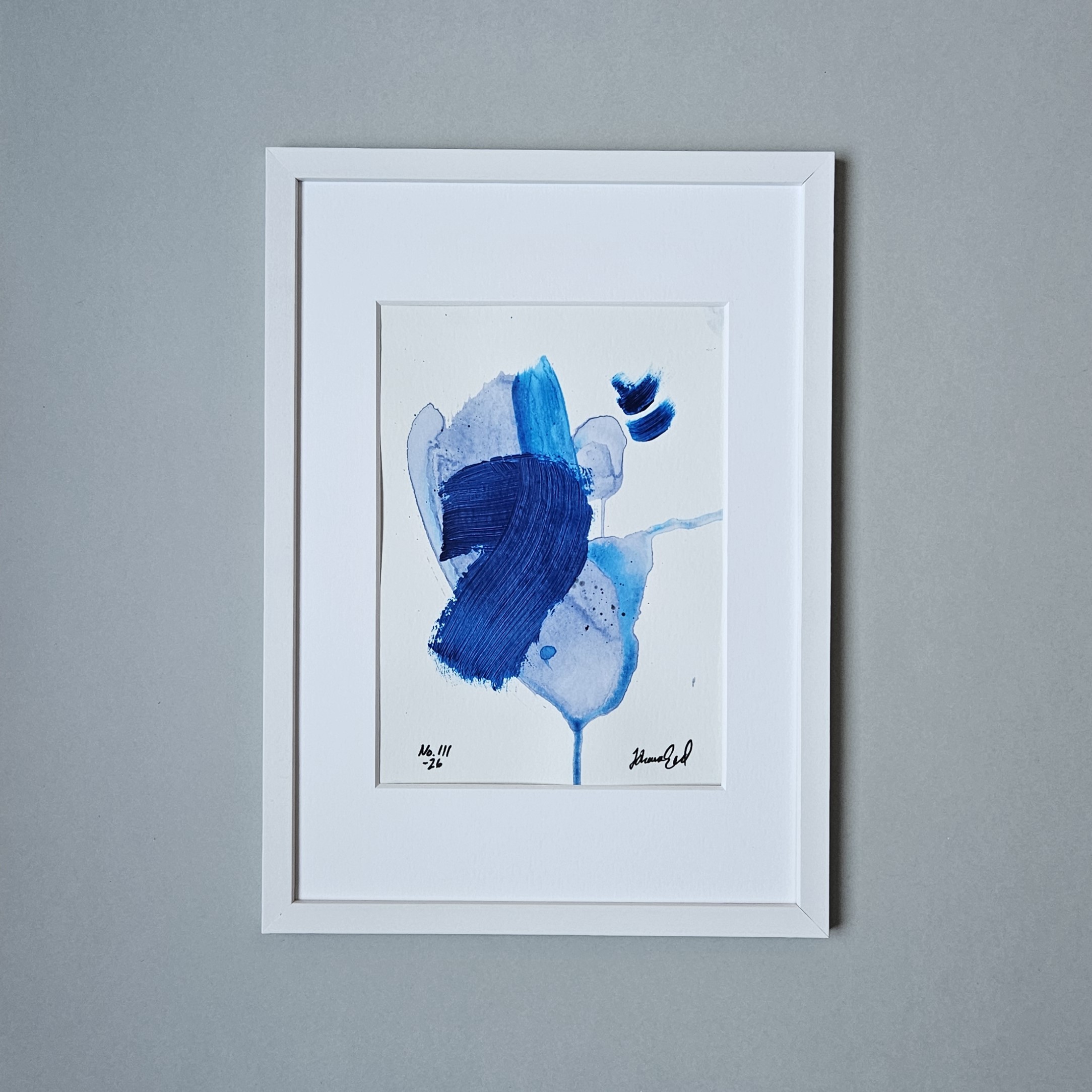 Blå handmålad Mini Art