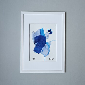 Blå handmålad Mini Art