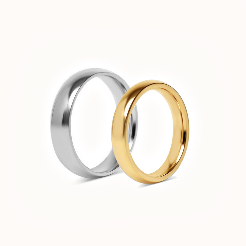 Sæt med forlovelsesringe - 1 ring i stål og 1 ring i guld - 5 mm og 4 mm