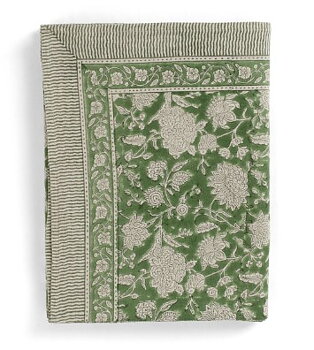 Linen Tablecloth - Indian Rose - Green