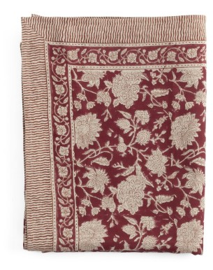 Linen Tablecloth Indian Rose Red