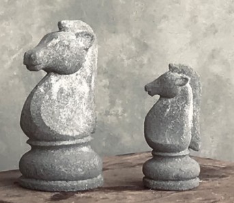 CHESS HORSE set 2, antique grey stone