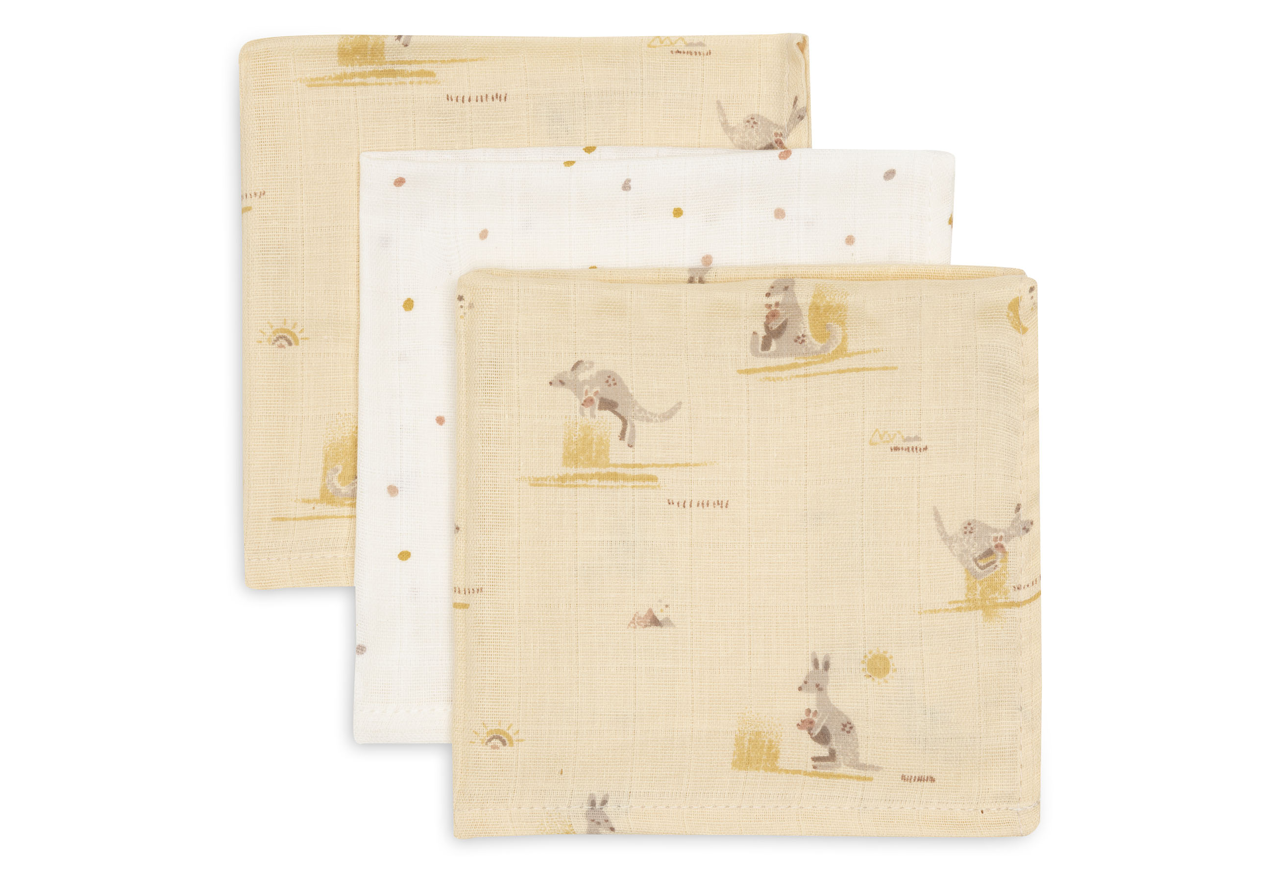 Jollein Tvättlapp Muslin 31x31cm Kangaroots (3pack)											