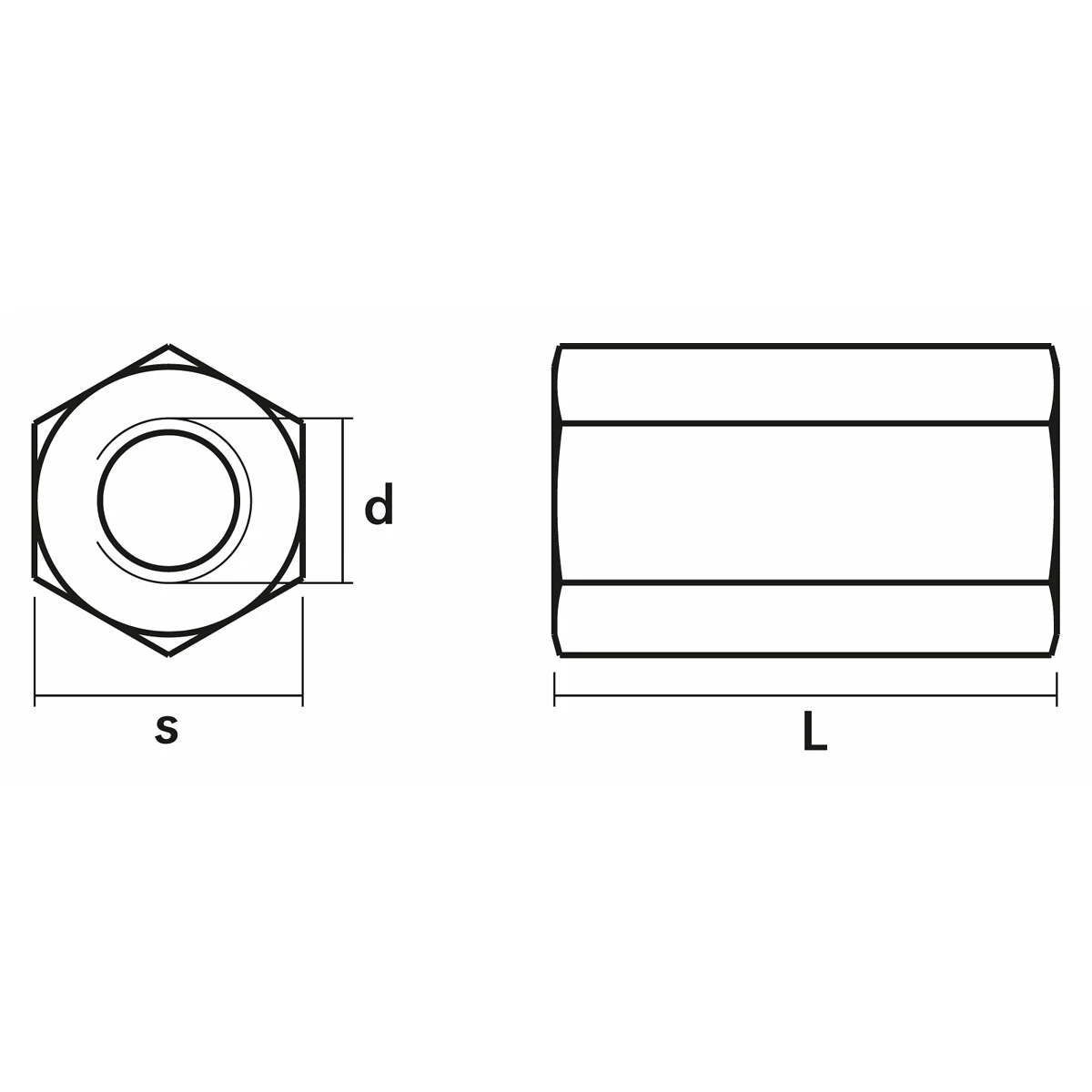 Förlängningsmutter M10 5ST DIN6334 - 2