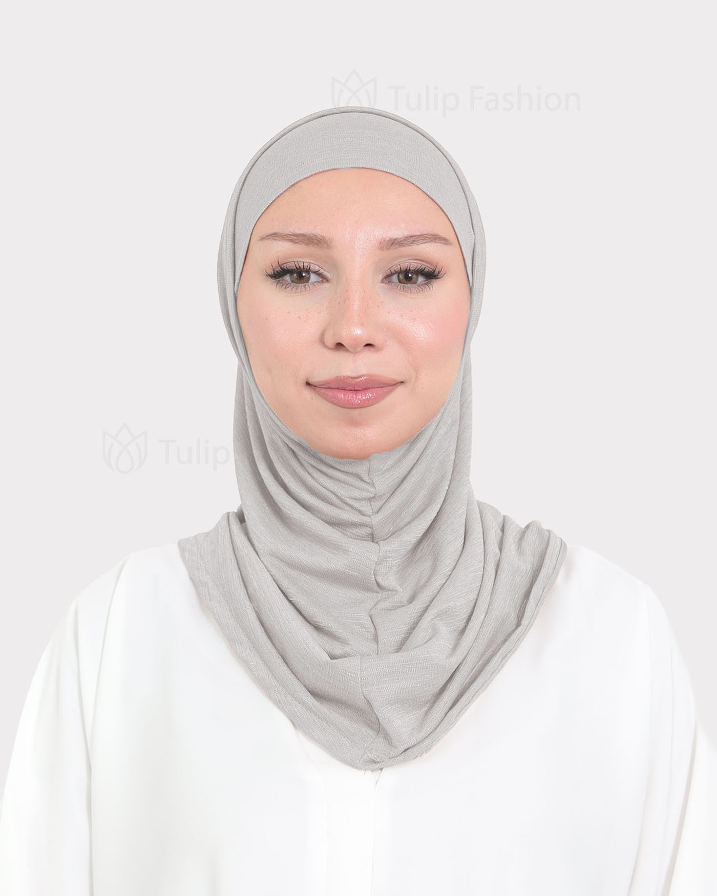 Hijab - Al Amira Lycra Metallic - Light Gray - 2