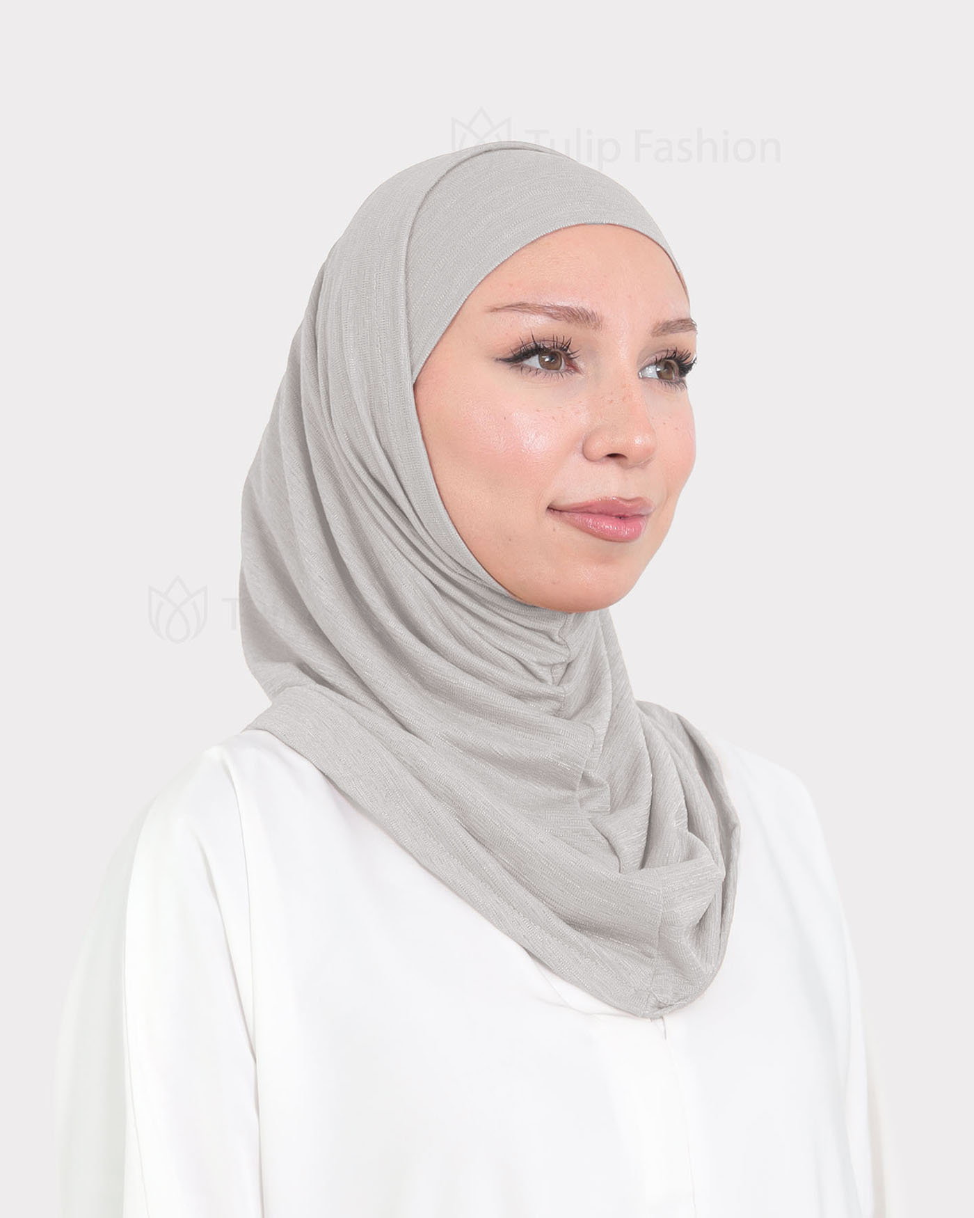 Hijab - Al Amira Lycra Metallic - Light Gray