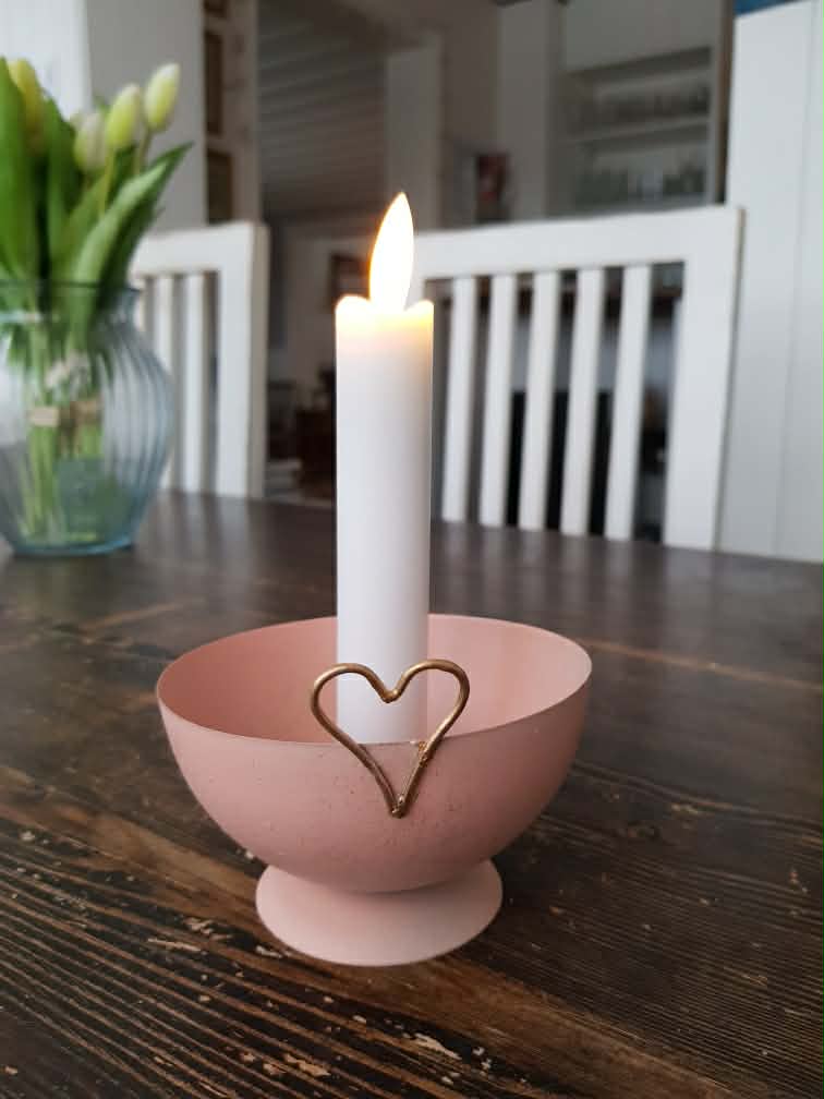 Ljusstake Rosa med hjärta  - 4