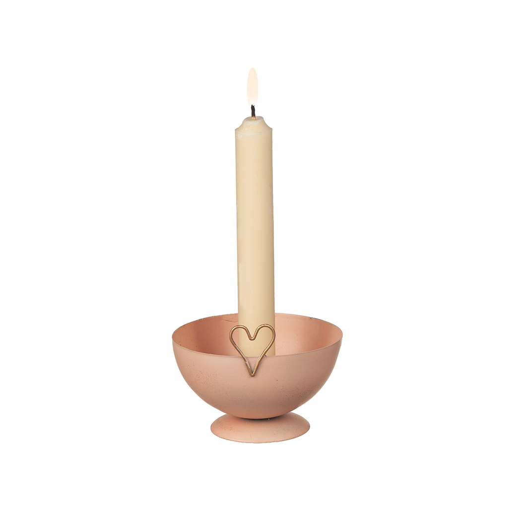 Ljusstake Rosa med hjärta  - 3