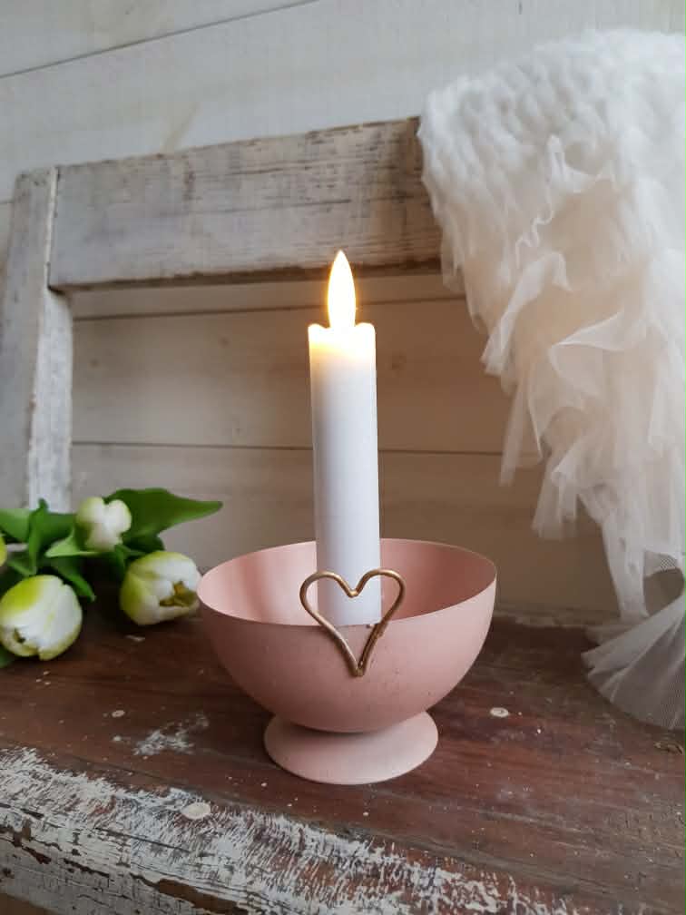 Ljusstake Rosa med hjärta 