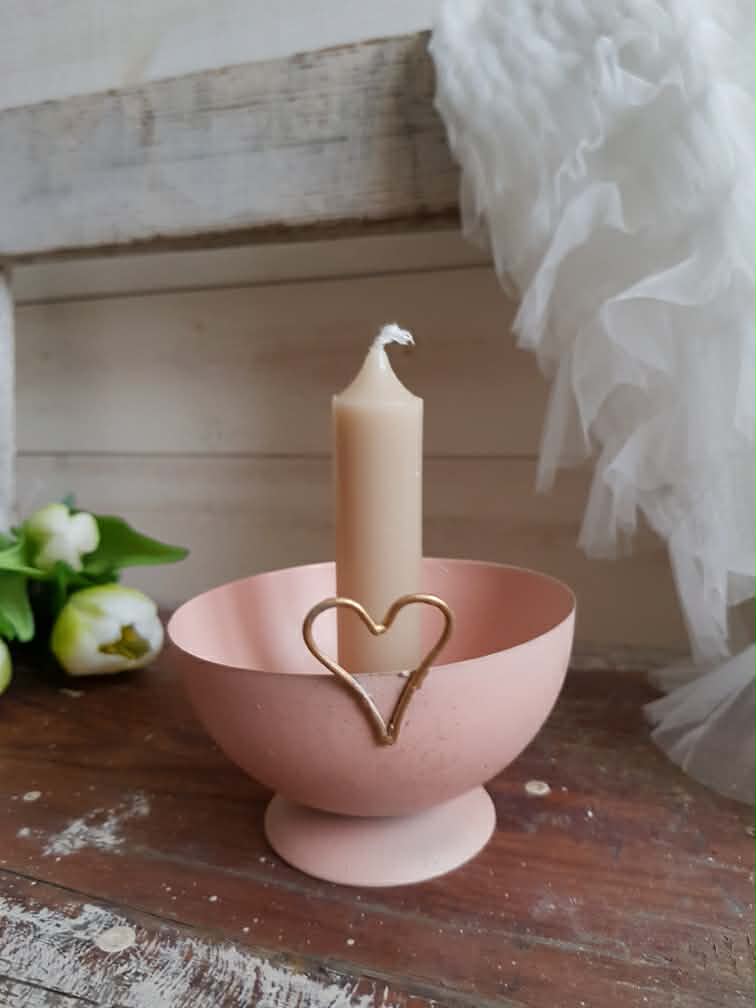 Ljusstake Rosa med hjärta  - 2