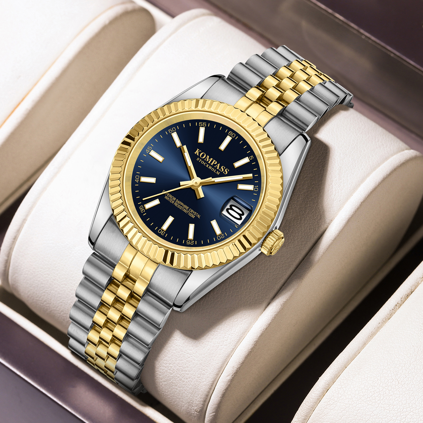 Kompass Santorini Sapphire Steel Silver Gold Blue - 7
