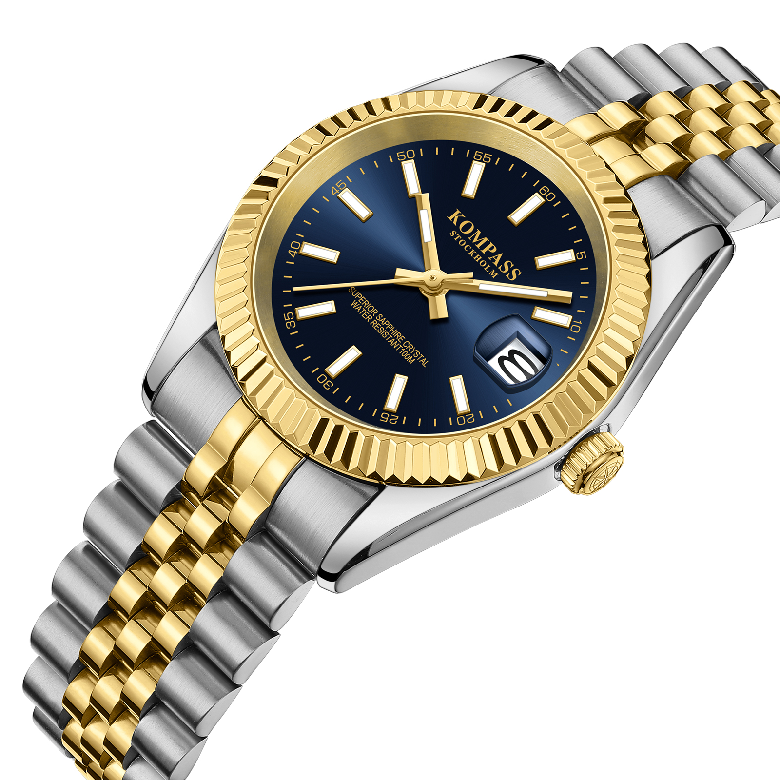 Kompass Santorini Sapphire Steel Silver Gold Blue - 2