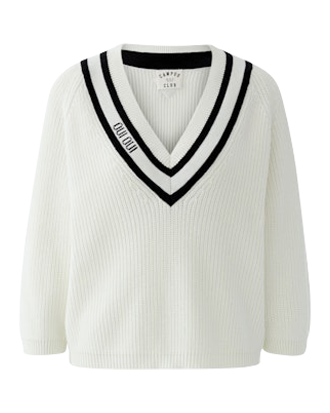 Jumper v-ringad med svart rand/offwhite - 7
