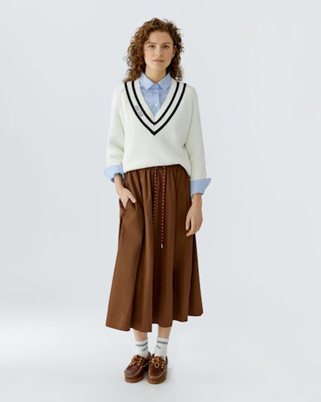 Jumper v-ringad med svart rand/offwhite - 6