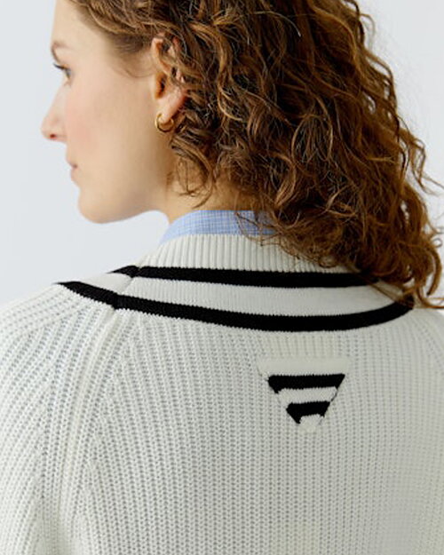 Jumper v-ringad med svart rand/offwhite - 5
