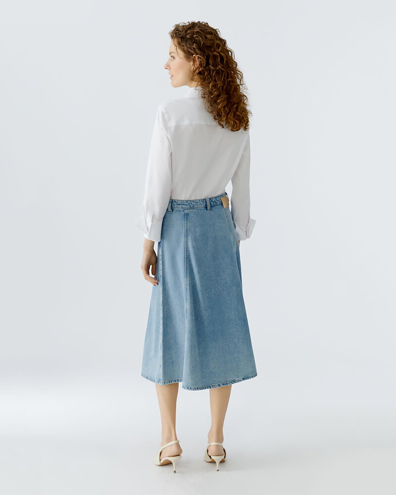 Jeanskjol klockad lyocellblandning blå denim