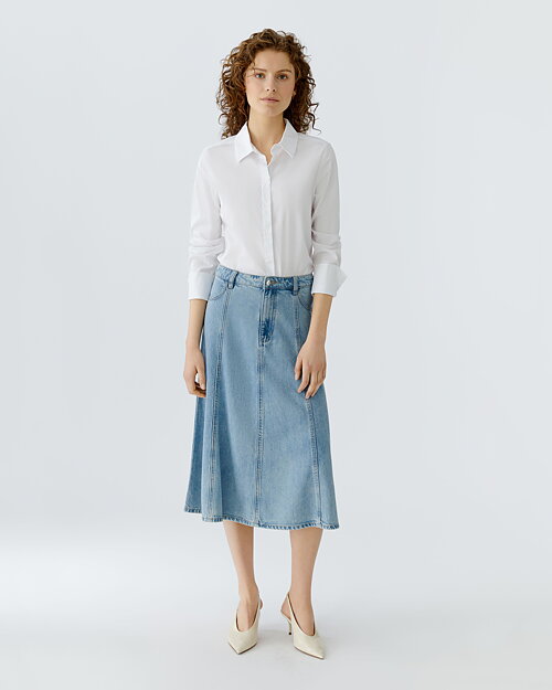 Jeanskjol klockad lyocellblandning blå denim