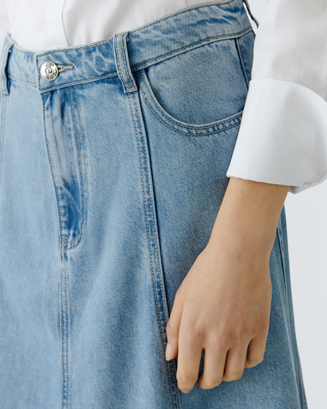 Jeanskjol klockad lyocellblandning blå denim - 4