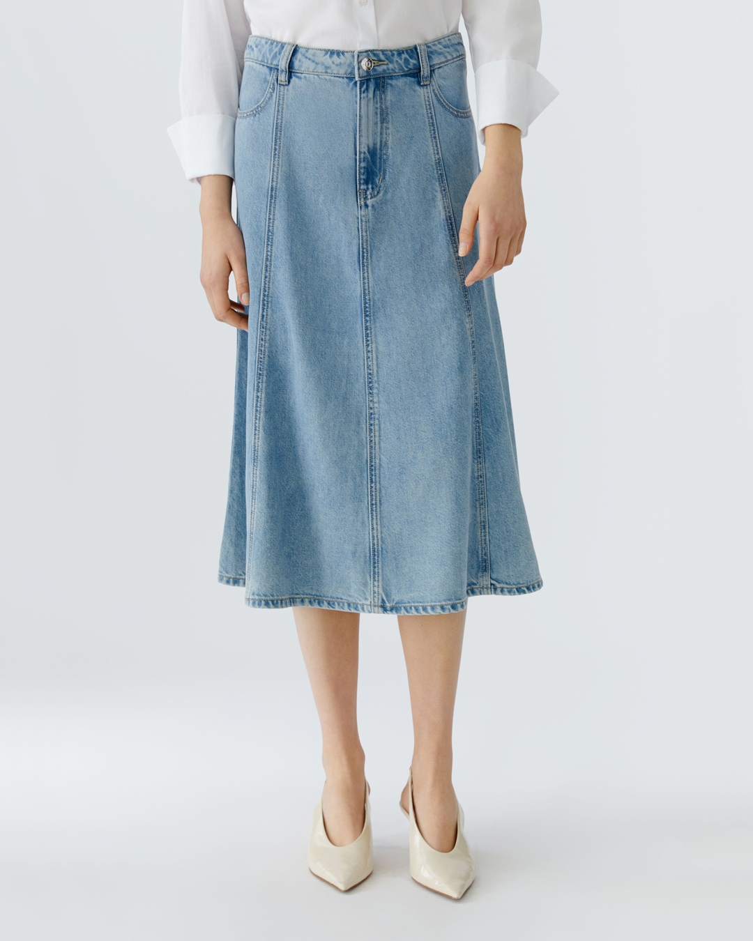 Jeanskjol klockad lyocellblandning blå denim - 3