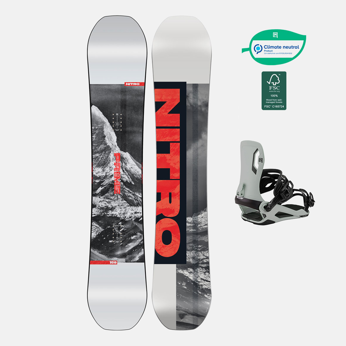 Nitro Snowboard Set - Prime Raw 149 + Talent Natural Gray S