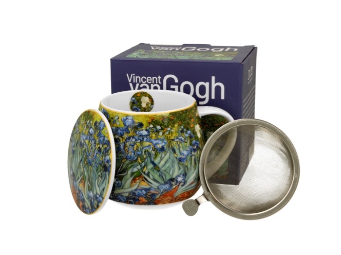 Vincent van Gogh : Irises -  Mugg Barrel med tesil och lock i presentask