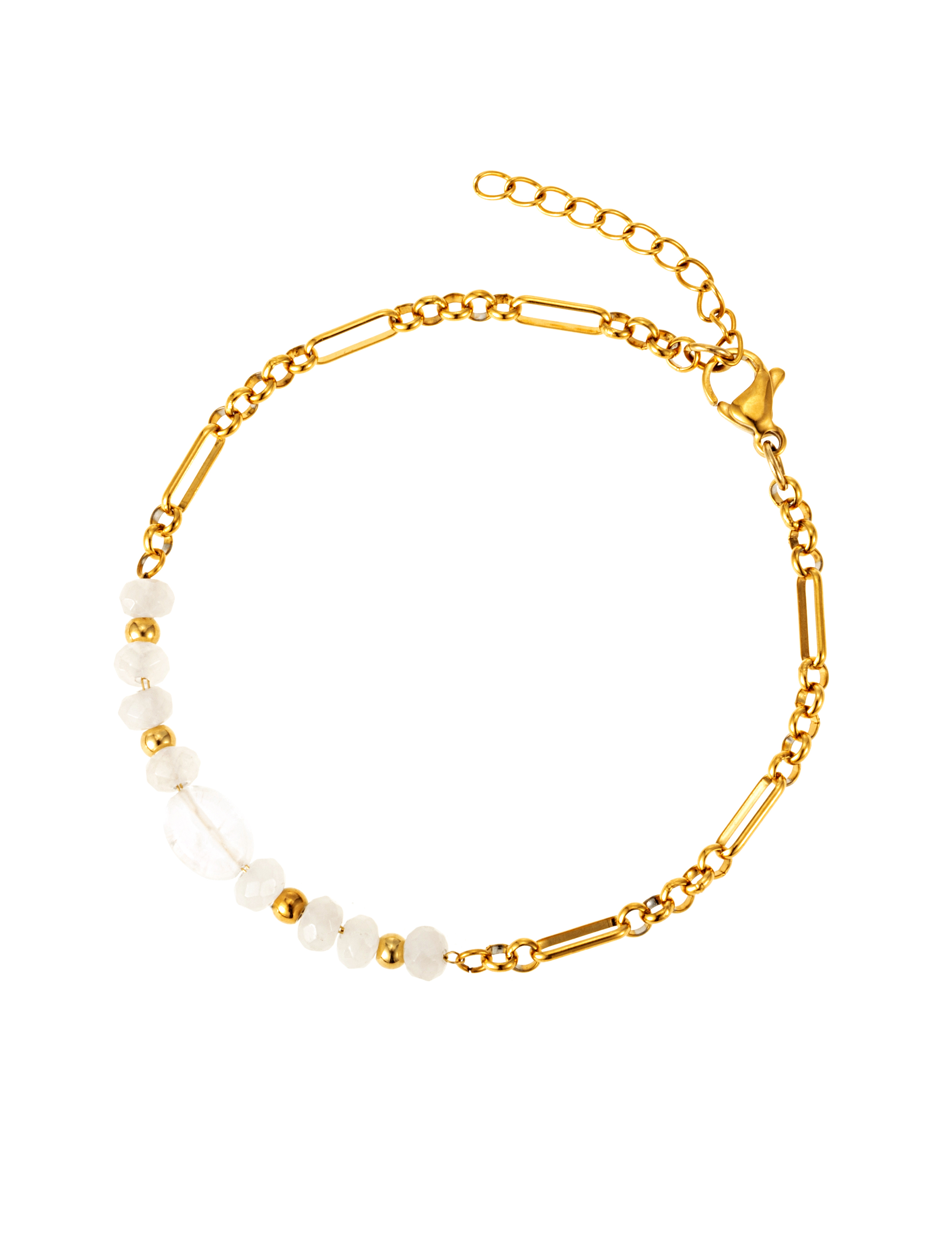 Bead and chain bracelet nude