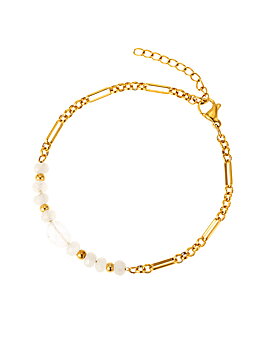 Bead and chain bracelet nude