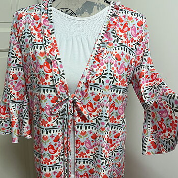 Jerseytyg ekologisk bomull,   "Love birds ", metervara