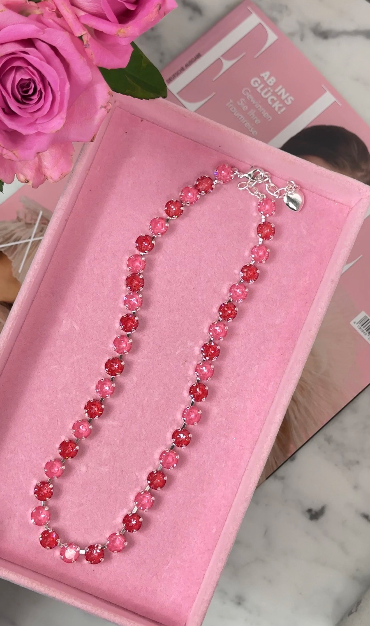 Halsband Maya Dahlia / Poppy Red  Silver