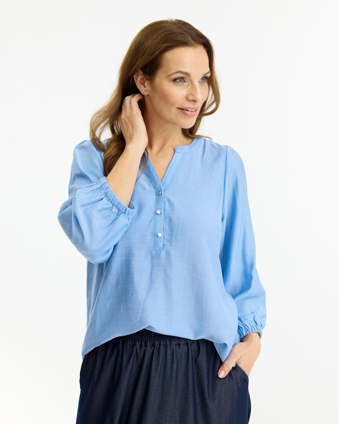 Blus Claire trekvartsärm ljusblå