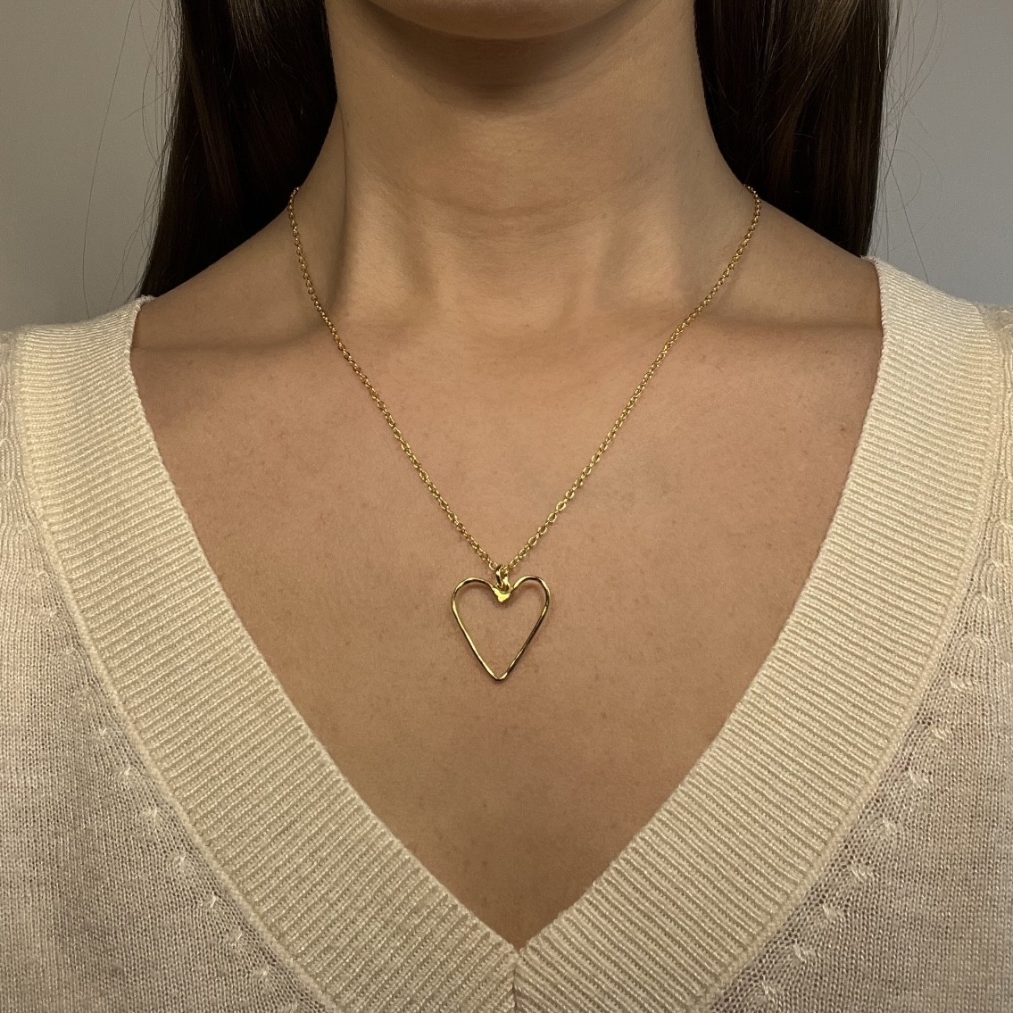 Halsband hjärta förgyllt silver 