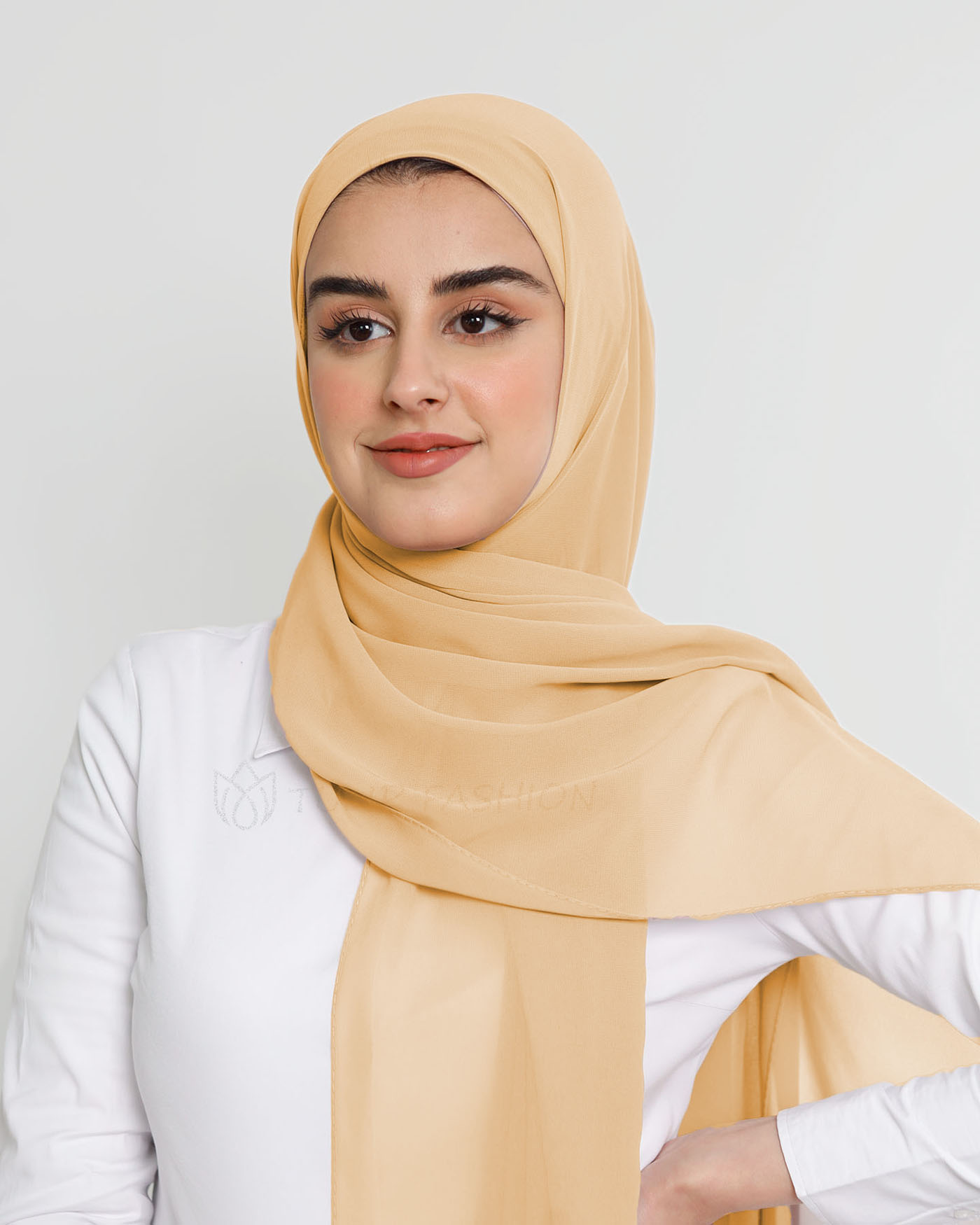 Hijab - Instant Chiffon With Cap - Peach
