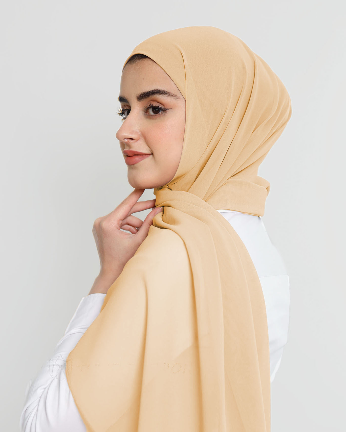 Hijab - Instant Chiffon With Cap - Peach - 2