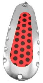 Classic char lure with punched edges for different glow and movement in the water. The lure is 6cm long and comes in 3 hot colors for fishing for char.