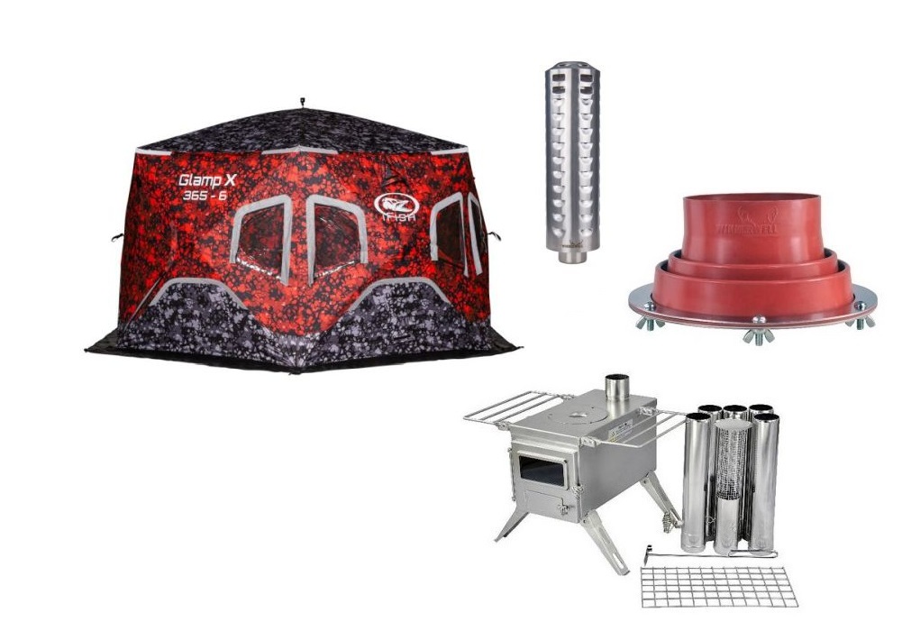 Paket Isfisketält iFISH Glamp X 365-6 + Kamin