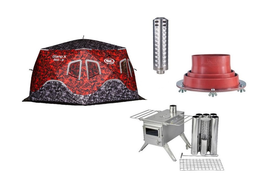 Paket Isfisketält iFISH Glamp X 365-8 + Kamin