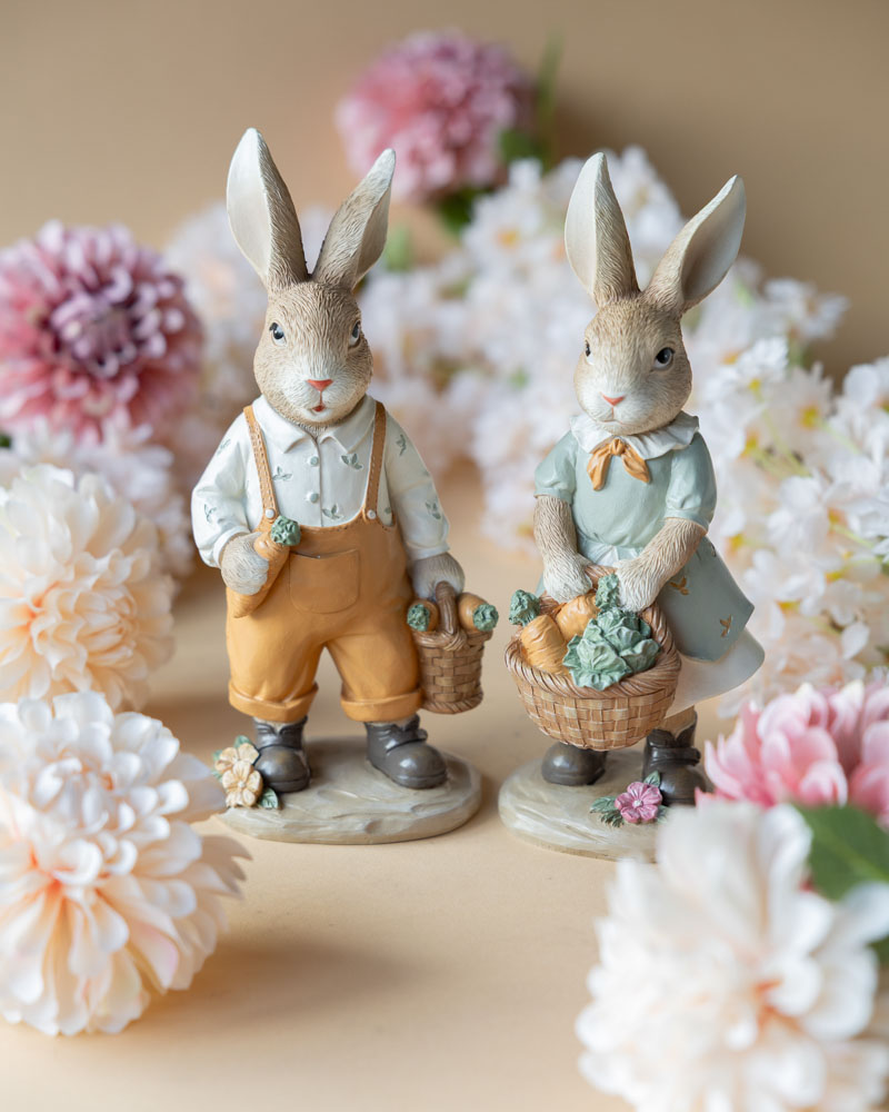 Decoration Rabbit Couple Carrot Basket 2-pack