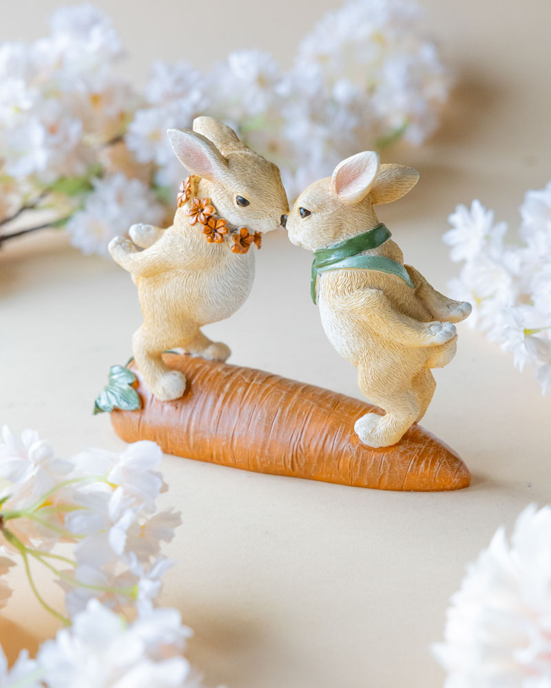 Decoration Rabbits on Carrot - Rabbit Pair - Easter - Easter Decorations