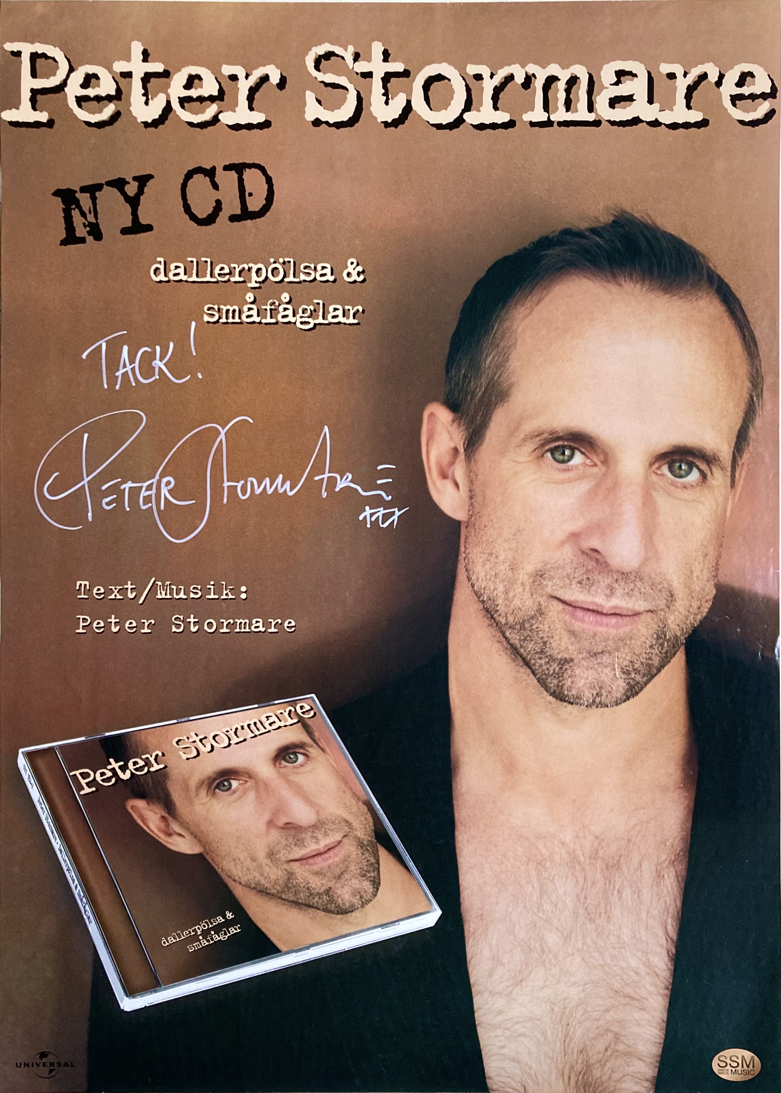PETER STORMARE - Dallerpölsa & Småfåglar (2002) SIGNED CD Promo poster - 2