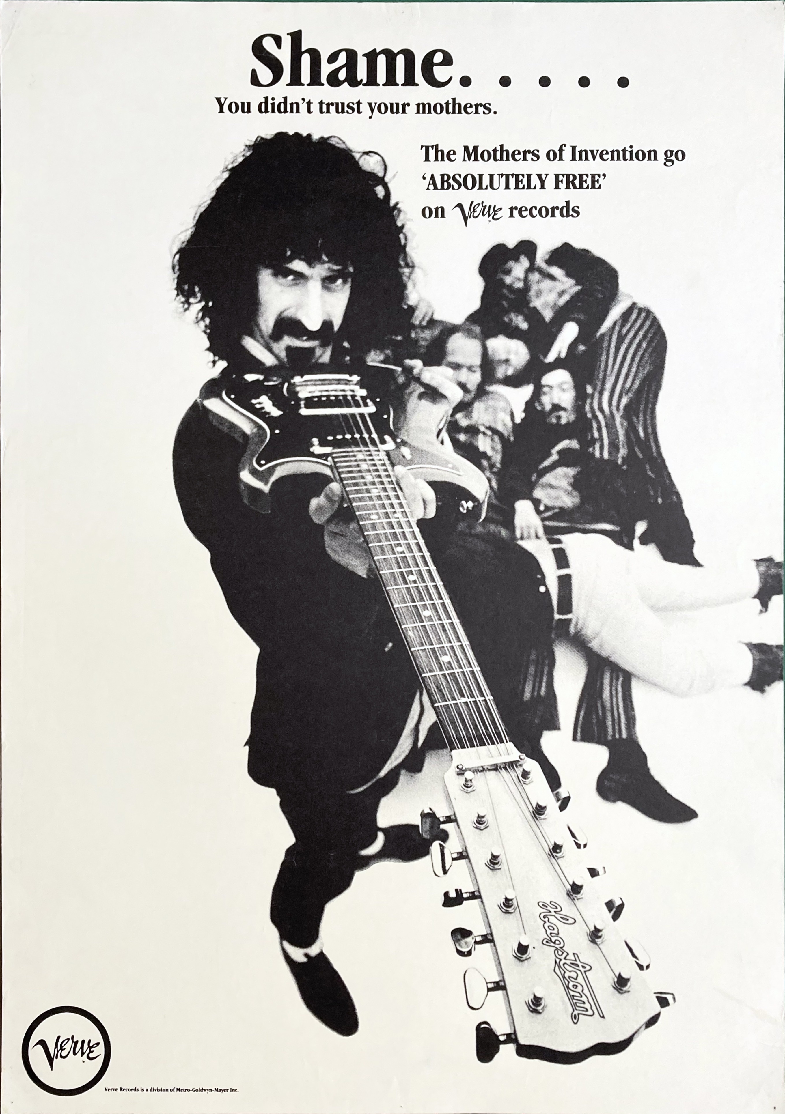 FRANK ZAPPA & MOTHERS OF INVENTION - Absolutely Free (1967) Verve Promo poster - 3