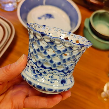 Musselmalet vas - ljuslykta från Royal Copenhagen