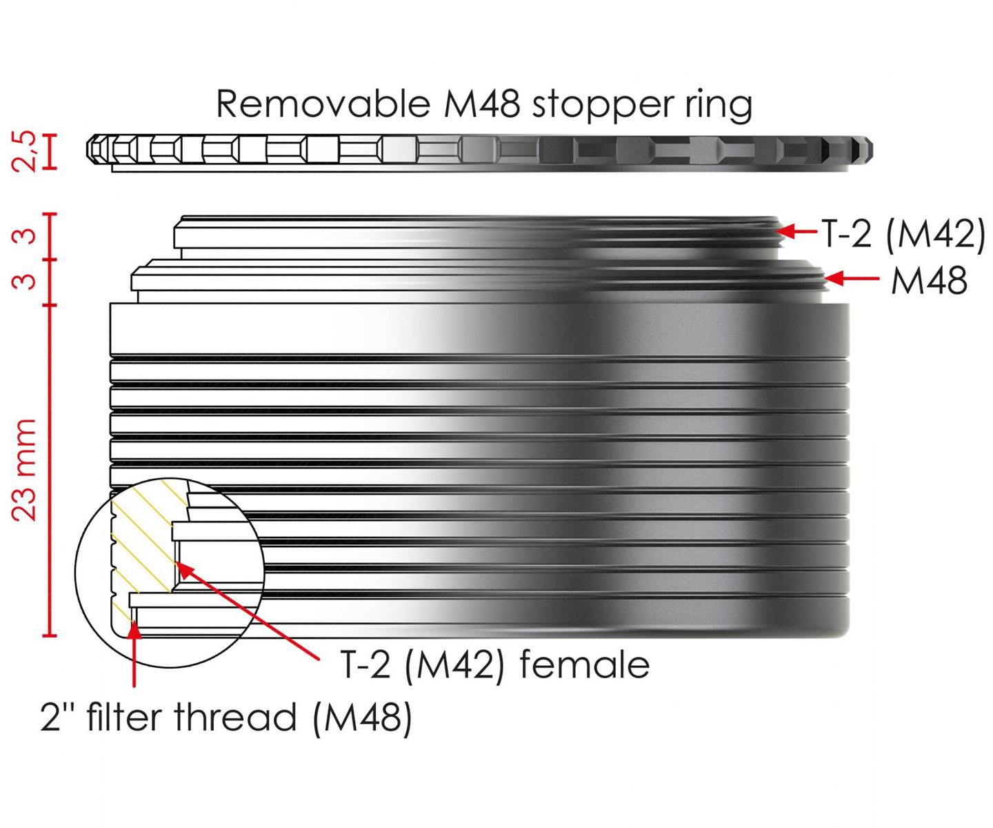 BAADER 2" TILL T2- OCH M48 ADAPTER - 4