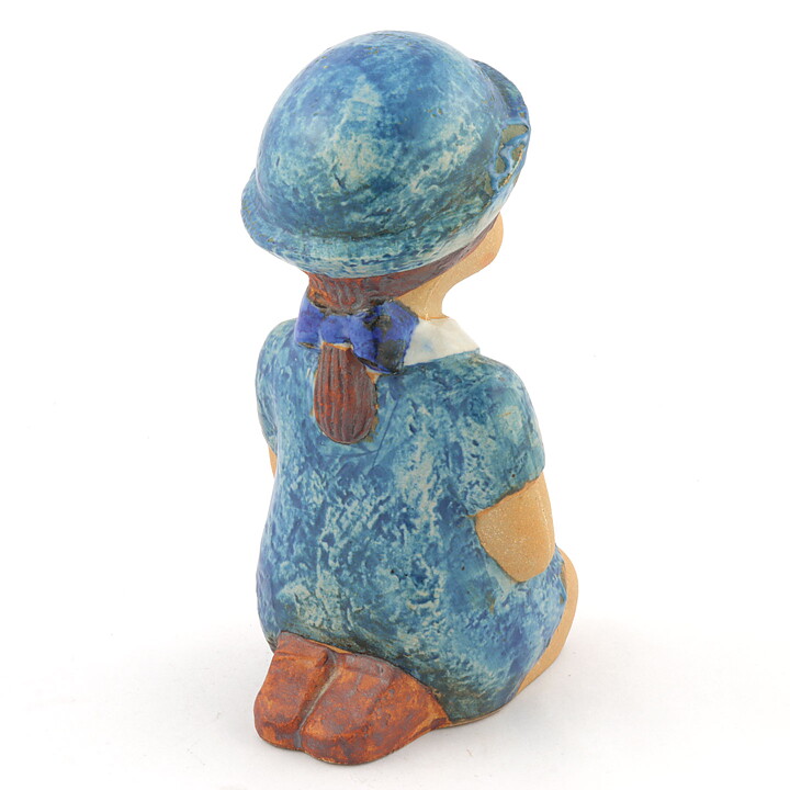 Lisa Larson (Sculptures 1977) Sitting Girl with Blue Dress 18 cm (2)