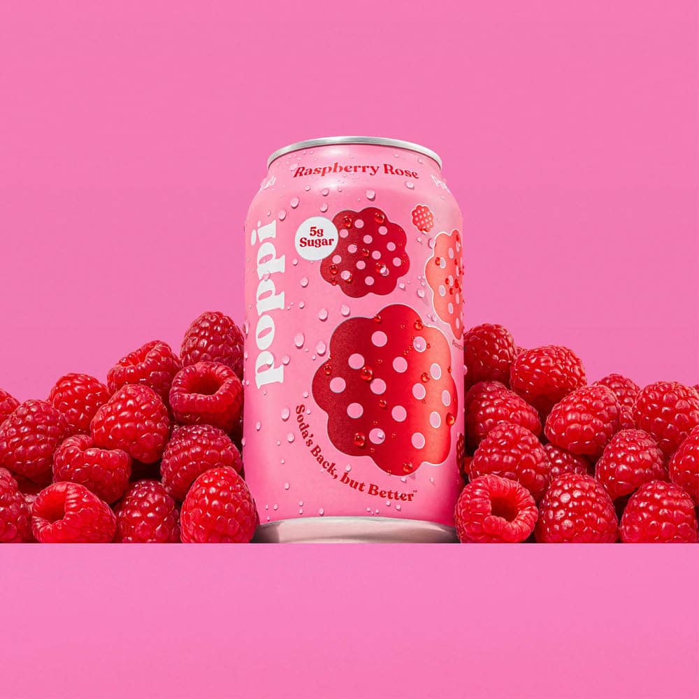 Poppi Raspberry Rose Prebiotic Soda 355ml - 2