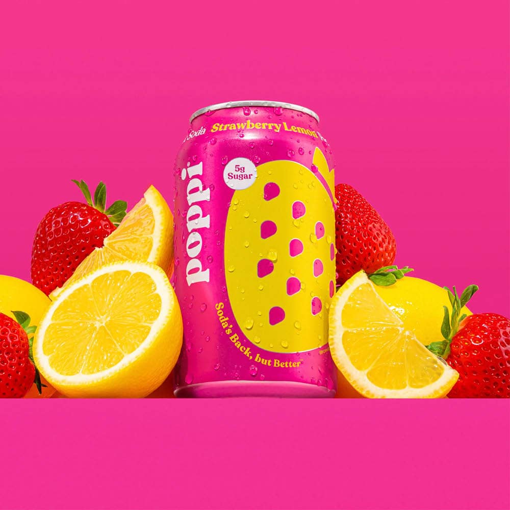 Poppi Strawberry Lemon Prebiotic Soda 355ml - 2
