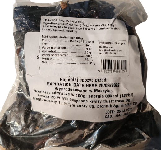 Torkad Ancho Chili 100 g - 2