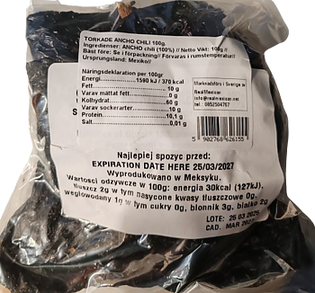 Torkad Ancho Chili 100 g