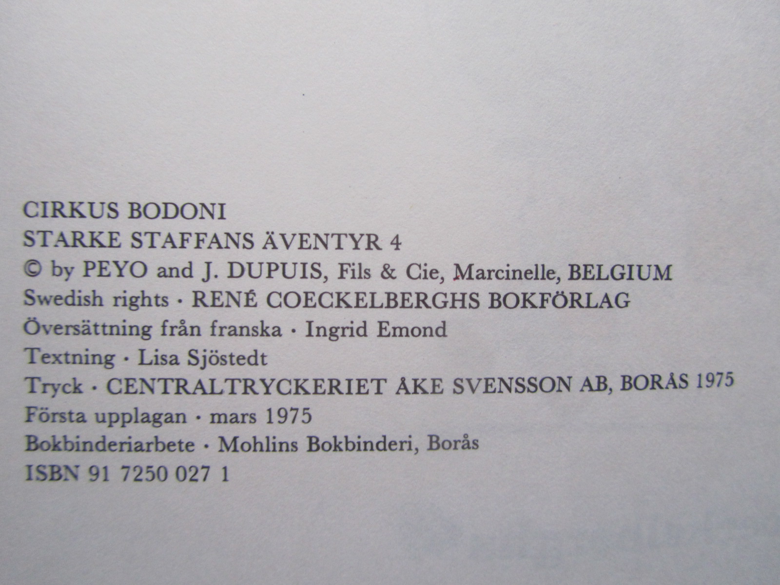 Starke Staffans äventyr 04 Cirkus Bodoni1:a uppl. - 4