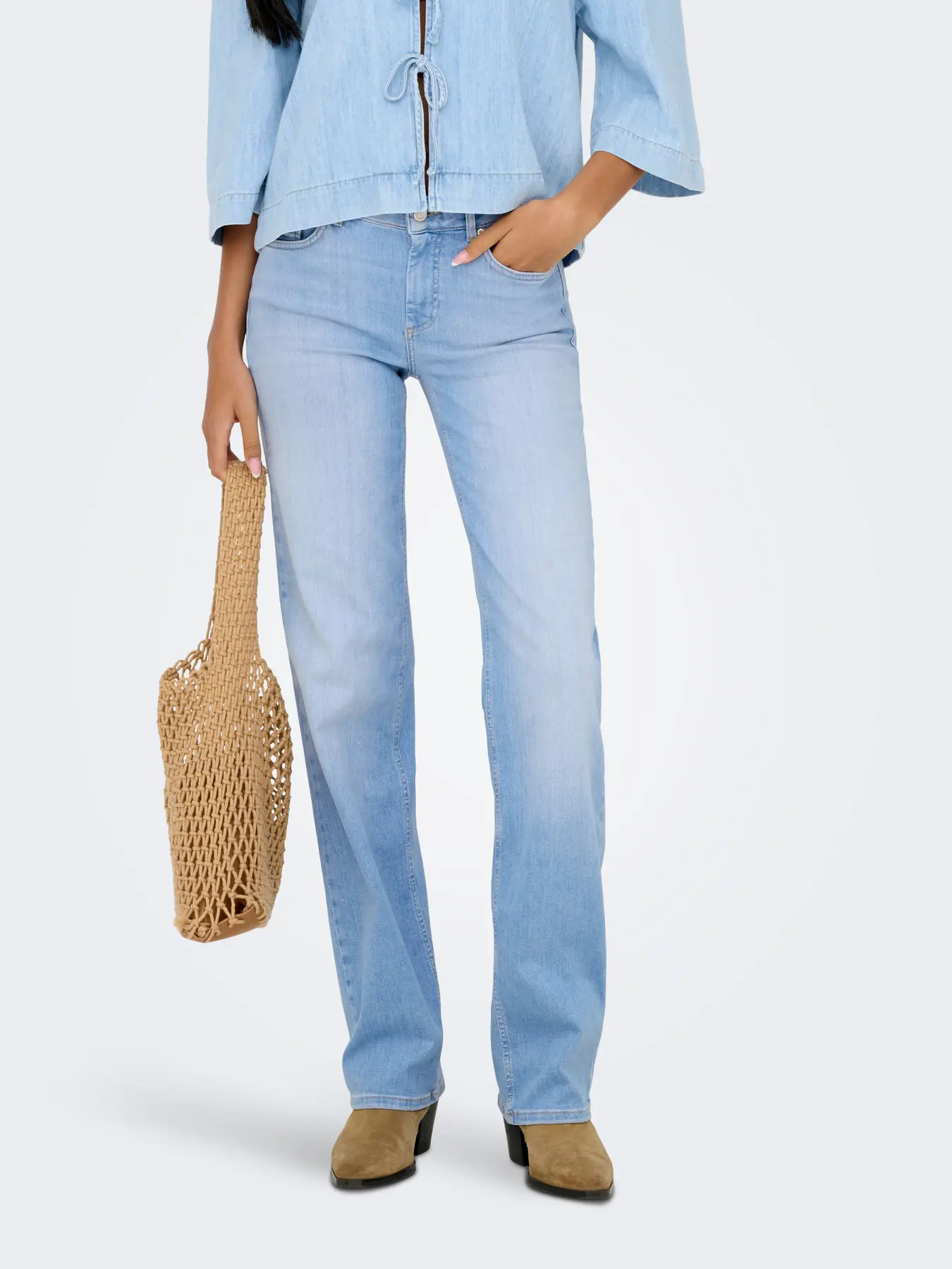 Only - Blush Raka Jeans Ljus Denim