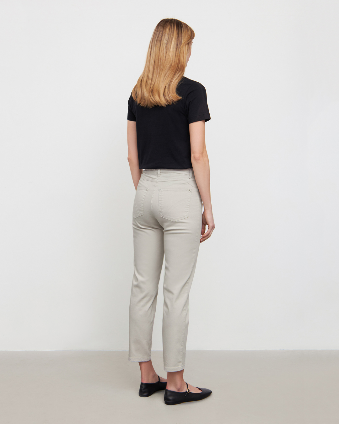 Mirakelbyxa Hannah regular cropped bomull grey-sand - 2